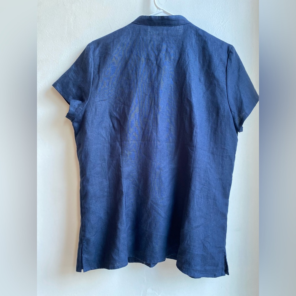 Ecologie Women's Linen Button-Down Top Navy Blue Size XL - Picture 2 of 10